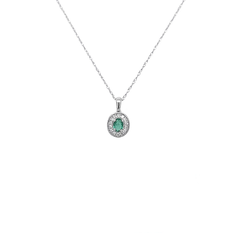 Smaragd-Anhänger mit Diamanten aus Weißgold