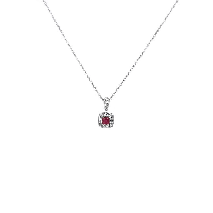 Rubin-Anhänger mit Diamanten aus Weißgold