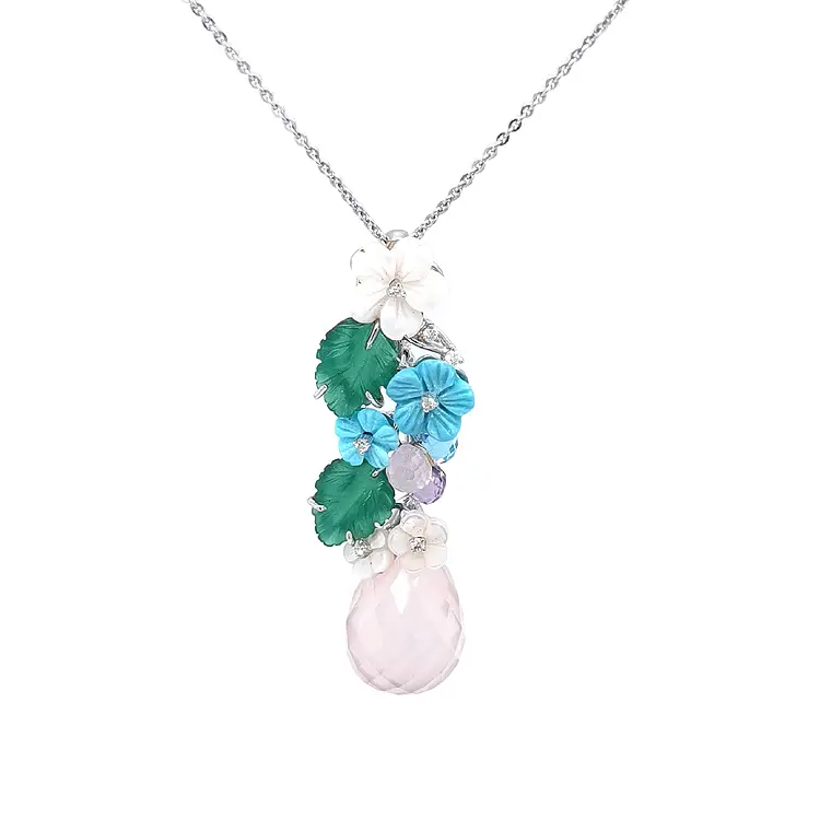 Gold-Anhänger Halbedelsteine und Diamanten