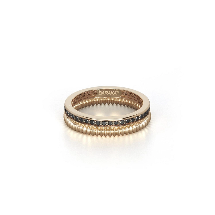 Goldener Baraka-Ring mit schwarzen Diamanten AN334301