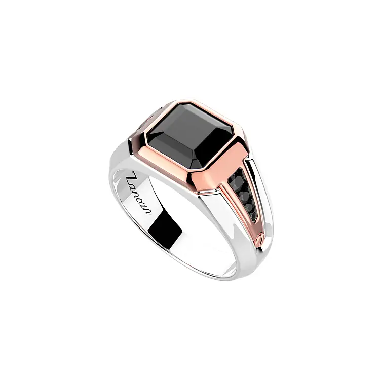 Gold Herrenring Zancan mit schwarzen Diamanten