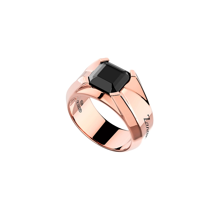 Goldener Herrenring Zancan mit schwarzem Diamant