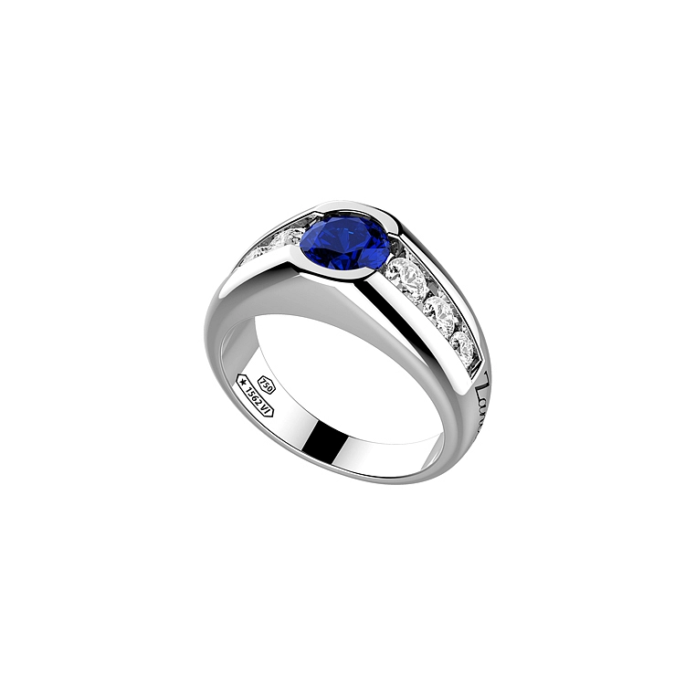 Goldener Herrenring Zancan mit Saphir