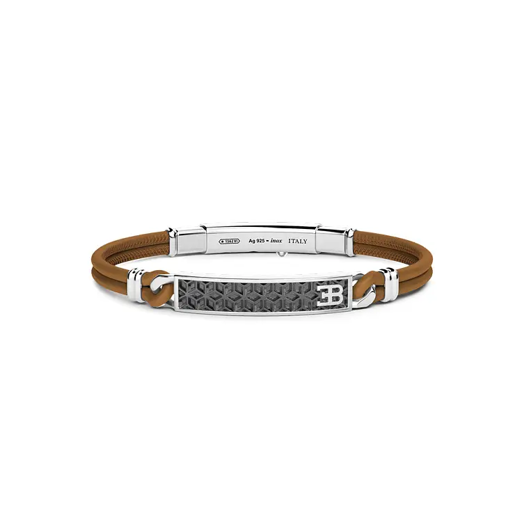 Silberarmband Zancan Bugatti mit Leder B002-MA