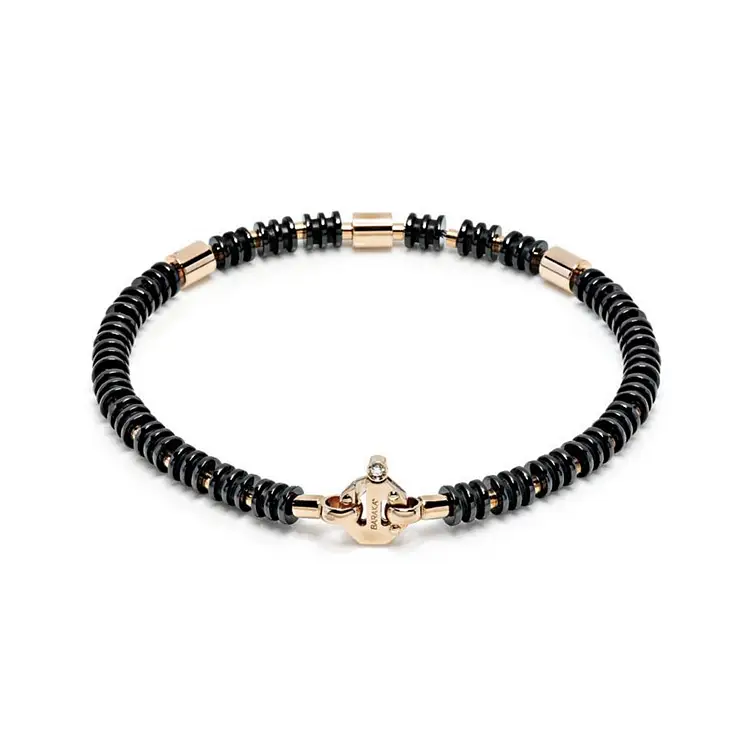 Gold Herrenarmband Baraka mit Keramik BR215651