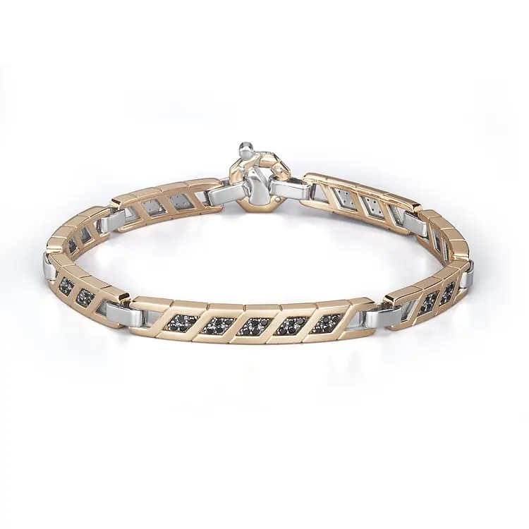 Gold Herrenarmband Baraka mit schwarzen Diamanten BR345001