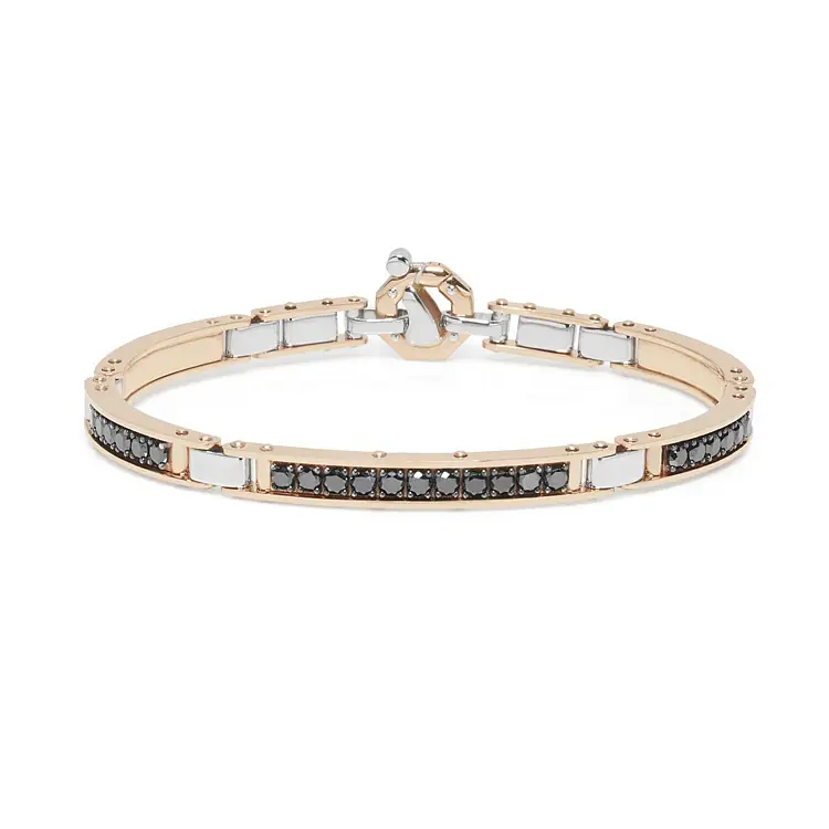 Gold Herrenarmband Baraka mit schwarzen Diamanten BR314601