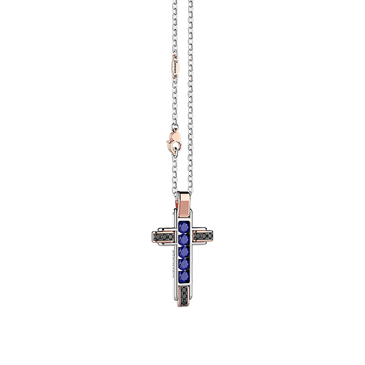 Gold-Anhänger Kreuz Zancan Black Magic EC878RB