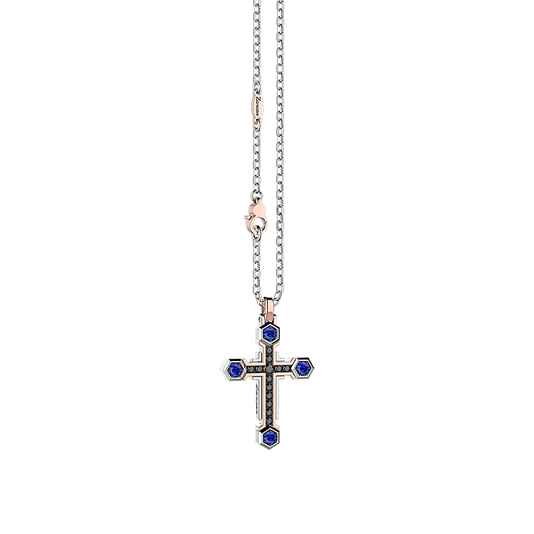 Gold-Anhänger Kreuz Zancan Black Magic EC873RB
