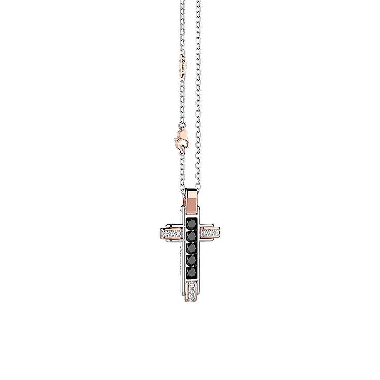 Gold-Anhänger Kreuz Zancan Black Magic EC879RB