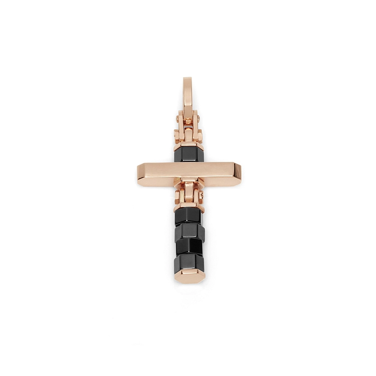 Gold-Anhänger Kreuz mit schwarzer Keramik