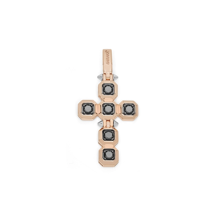 Gold-Anhänger Kreuz mit schwarzen Diamanten Baraka