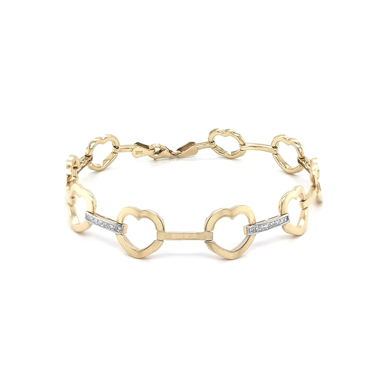 Gold Damenarmband Herz mit Zirkonen