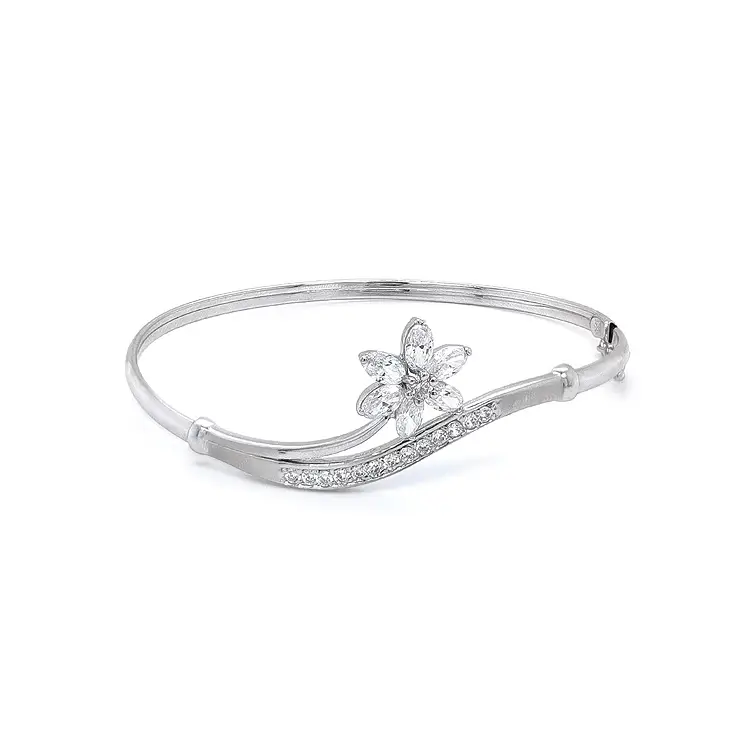 Festes Armband mit Zirkonen aus Weißgold