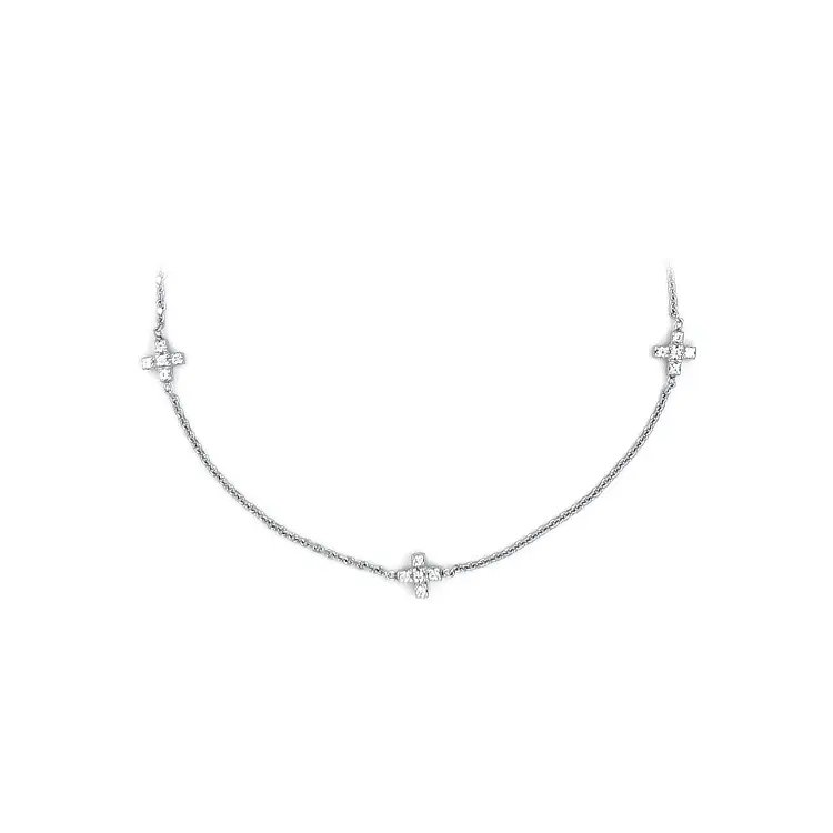 Damen Weißgold Kreuze Halskette