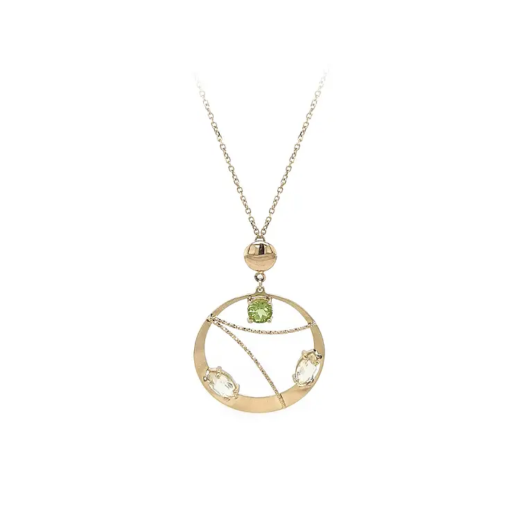 Gold-Halskette mit farbigen Steinen