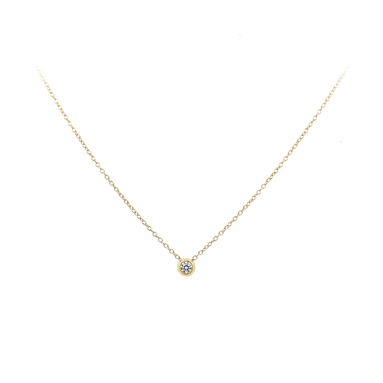 Gold Solitär Halskette mit Zirkon