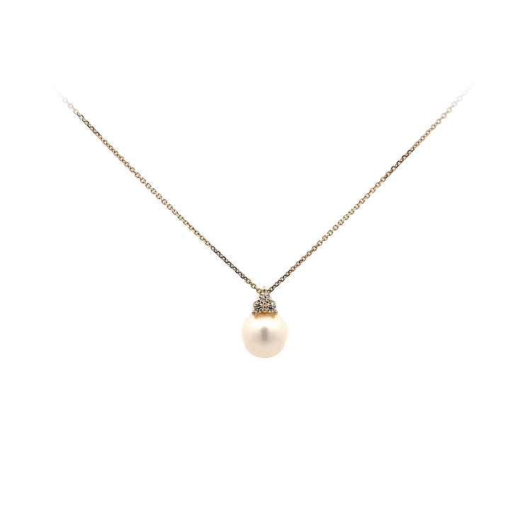 Gold-Halskette mit Perlen und Zirkonen