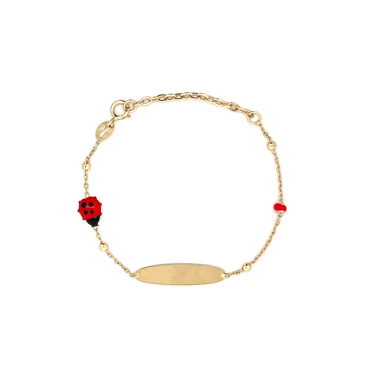 Goldenes Babyarmband mit Platte für Gravur