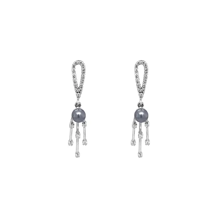 Goldene Perlenohrringe mit Zirkonen