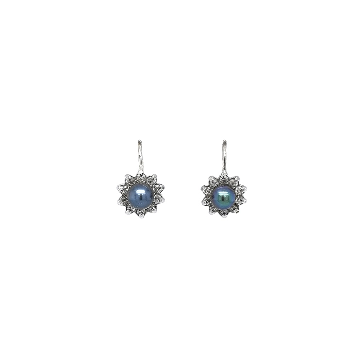 Ohrringe mit schwarzer Perle und Zirkonen