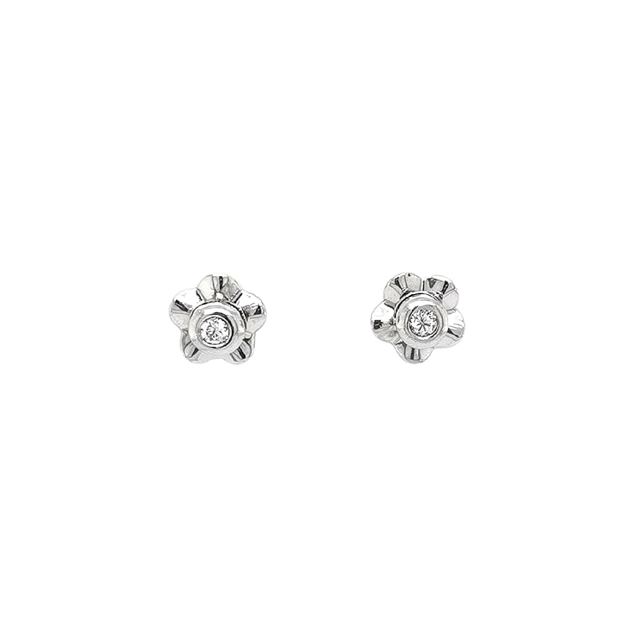 Ohrringe Blumen mit Zirkonen in Weißgold