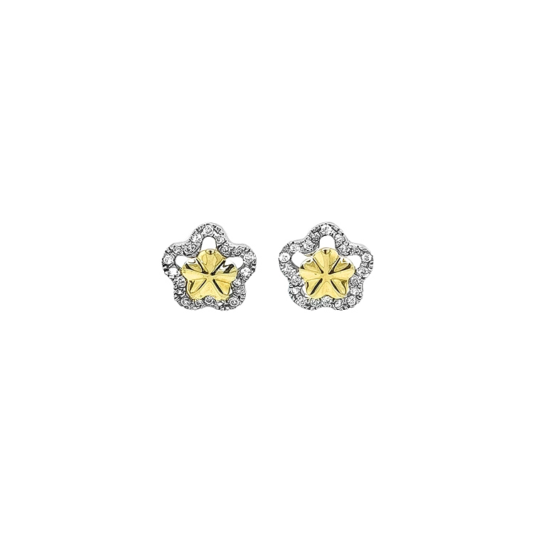 Goldohrringe Blume mit Zirkonen