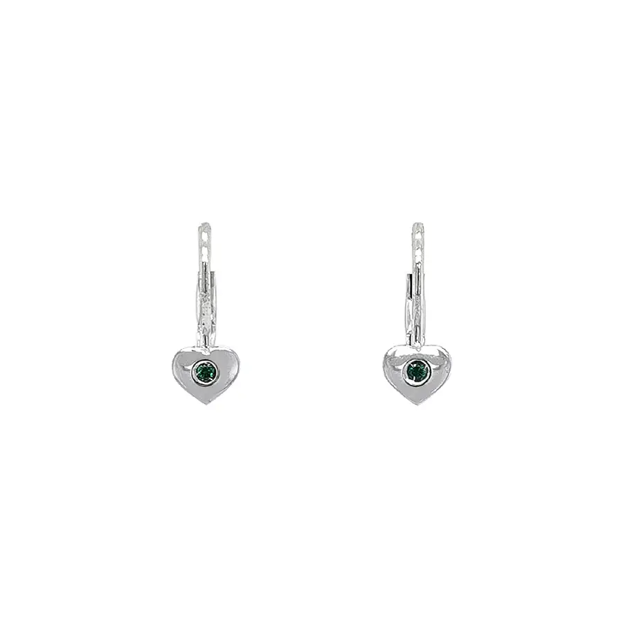 Ohrringe Herz mit Smaragd in Weißgold