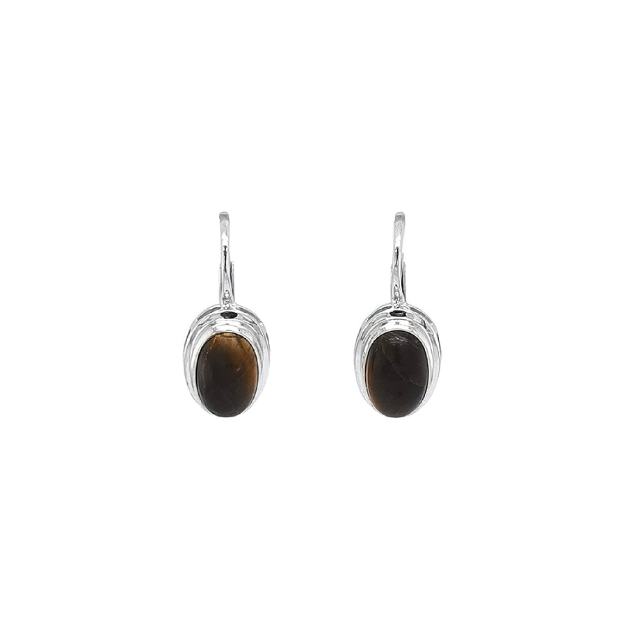 Elegante Weißgold-Ohrringe mit Tigerauge
