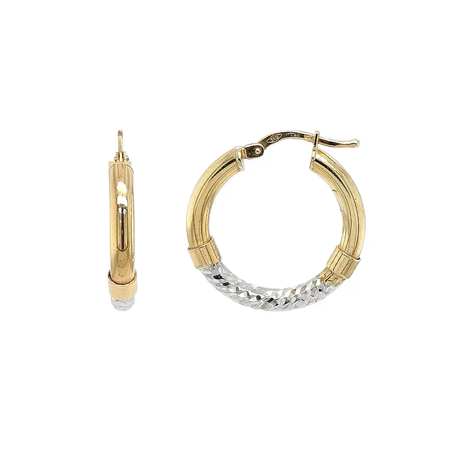 Elegante Goldohrringe mit Gelb- und Weißgoldkontrast