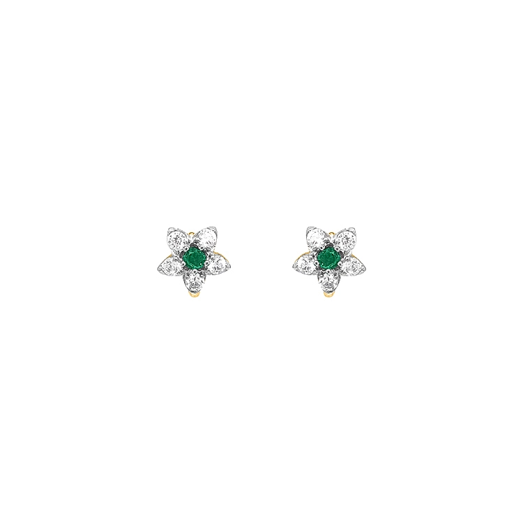 Goldohrringe Blumen mit Zirkonen