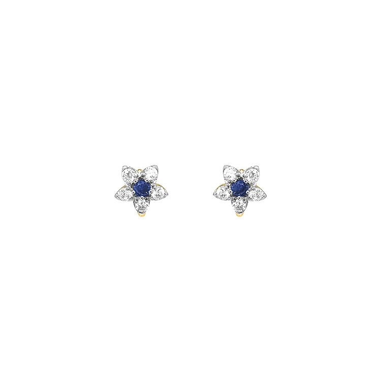 Goldohrringe Blumen mit Zirkonen