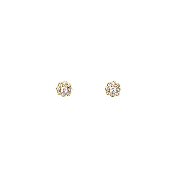 Goldohrringe Pecky Blumen mit Zirkonen