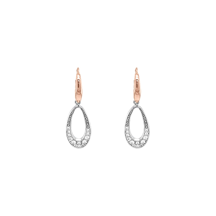 Anhänger-Ohrringe mit Zirkonen in Gold