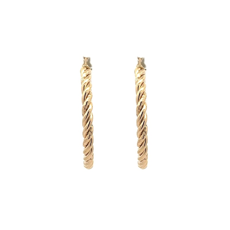 Luxuriöse runde Ohrringe aus Gelbgold mit gedrehtem Design
