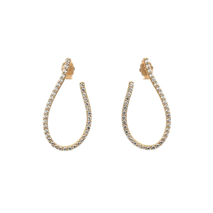 Moderne Gelbgold-Ohrringe mit glänzenden Zirkonen