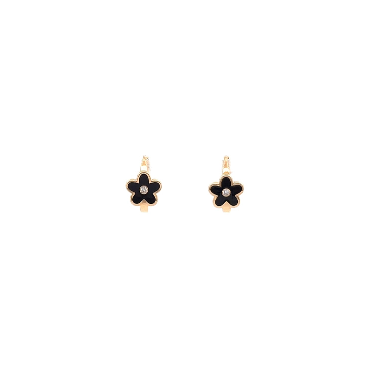 Goldohrringe Blume mit Zirkonen