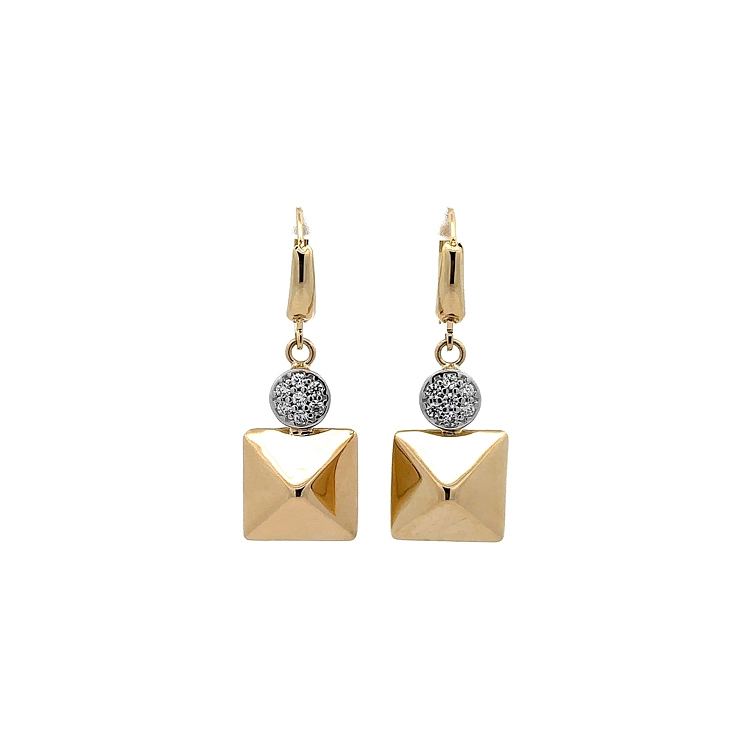 Anhänger-Ohrringe mit Zirkonen in Gold