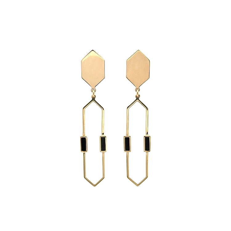 Gold-Anhänger-Ohrringe mit Emaille