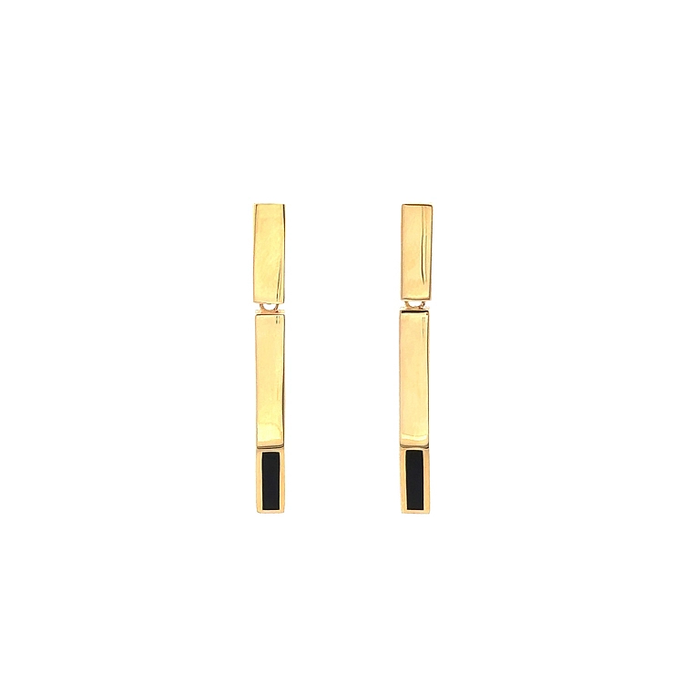 Gold-Anhänger-Ohrringe mit Emaille