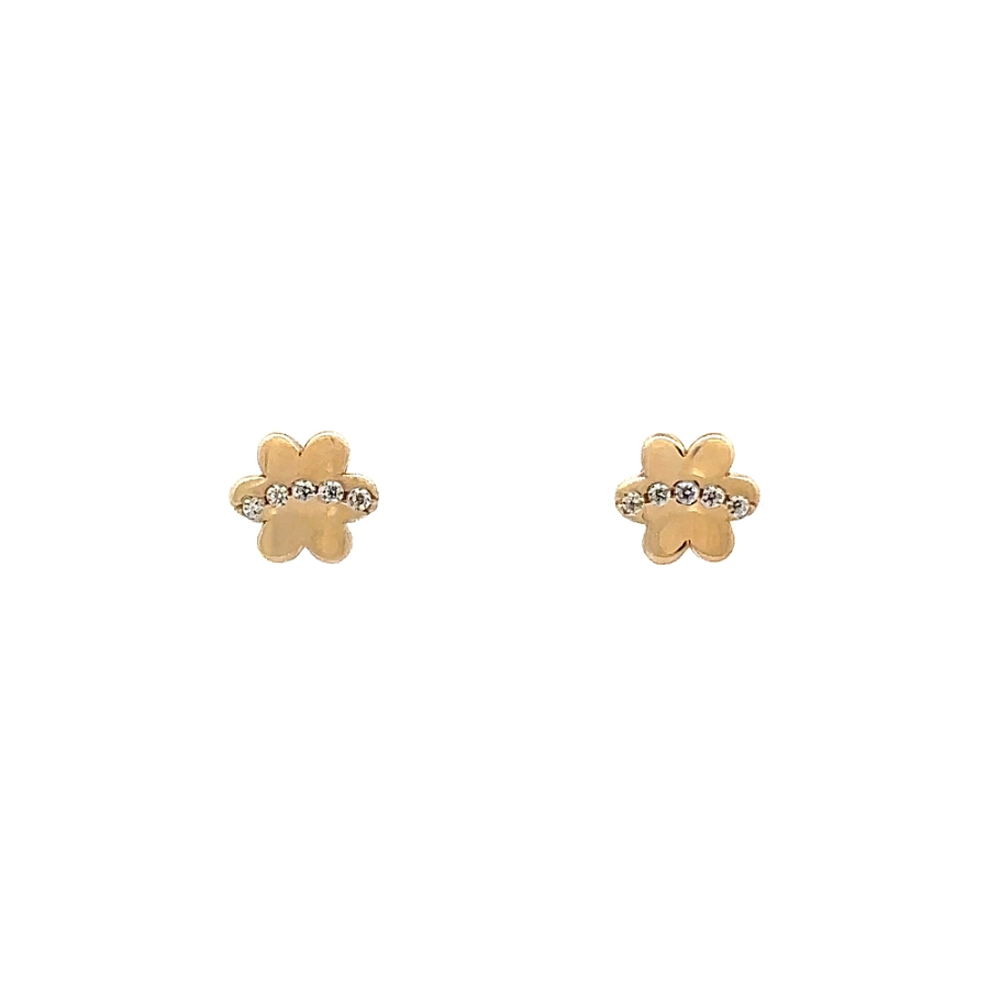 Gold-Pecek-Ohrringe Blume mit Zirkonen