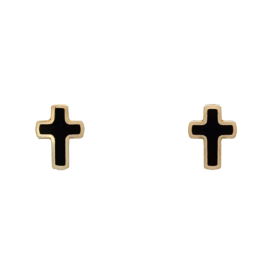 Gold-Pecek-Ohrringe Kreuz mit Emaille