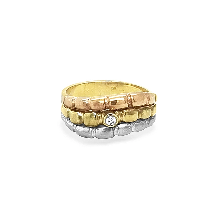 Goldring mit Zirkon aus kombiniertem Gold