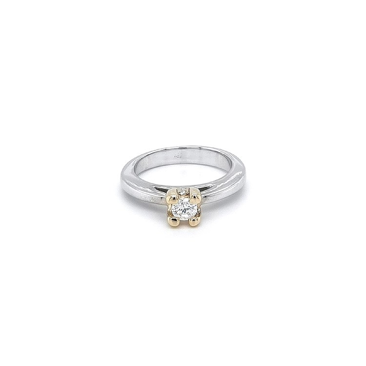 Verlobungsring mit Zirkon aus kombiniertem Gold