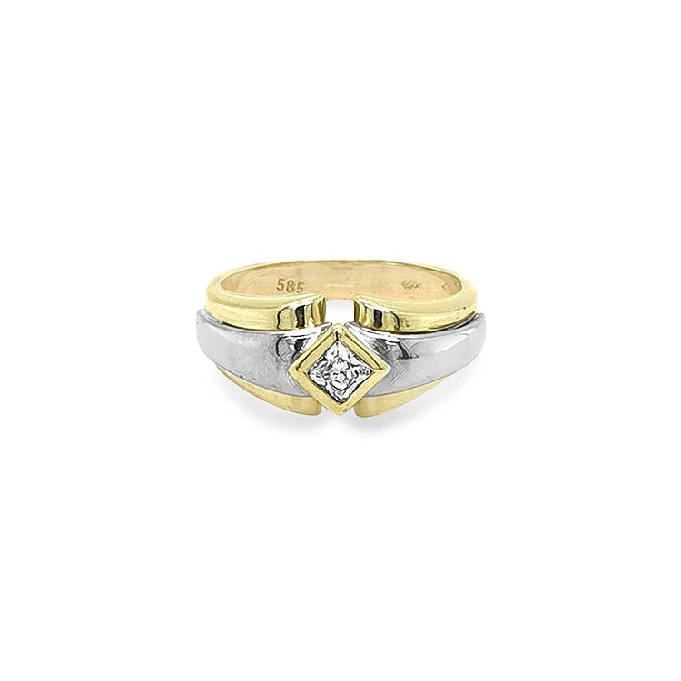 Goldring mit Zirkon aus kombiniertem Gold