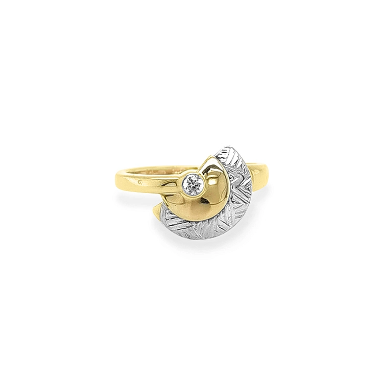 Goldring mit Zirkon aus kombiniertem Gold