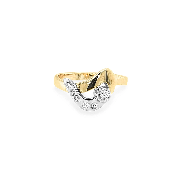 Goldring mit Zirkonen aus kombiniertem Gold