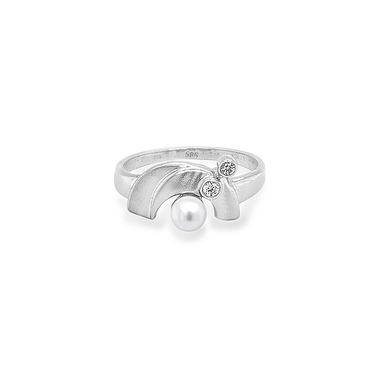 Goldring mit Perle und Zirkonen
