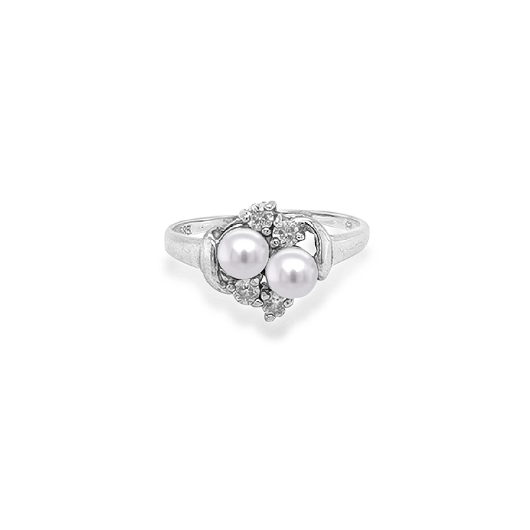 Goldring mit Perle und Zirkonen