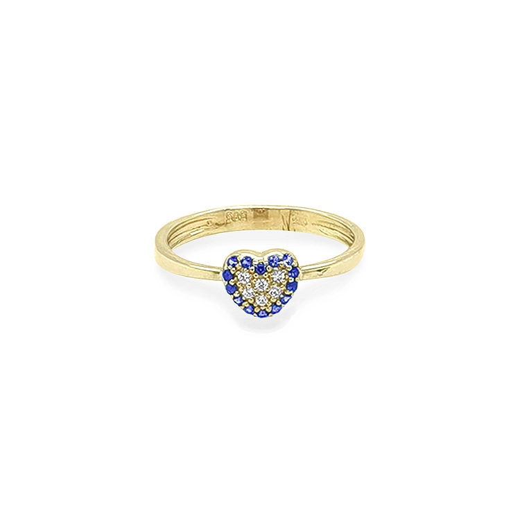 Gold Herz Ring mit farbigen Steinen